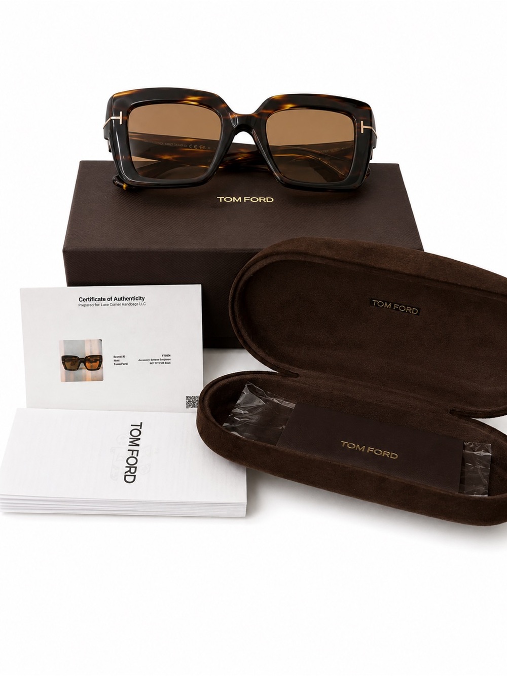 Tom Ford Tortoiseshell Acetate Sunglasses with Brown Lenses and Gold 'T' Accents